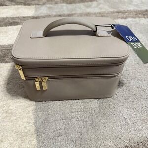 Open Story Signature Cosmetic Jewelry Organizer Taupe Recycled Nylon Travel Case